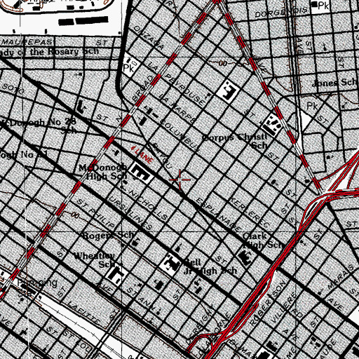Topographic Map of Faith Works, LA