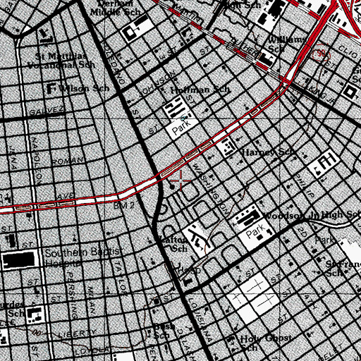 Topographic Map of First Mount Calvary Baptist Church, LA