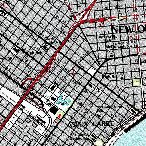 Topographic Map of First Pilgrim Baptist Church, LA