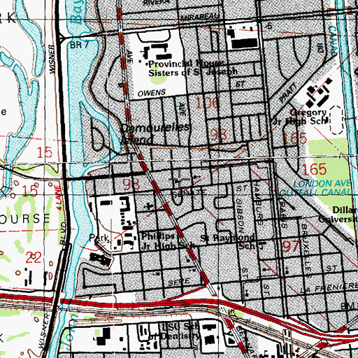 Topographic Map of Gentilly Greater Harvest Baptist Church, LA
