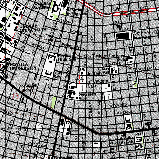 Topographic Map of Gethsemane Church of God in Christ, LA