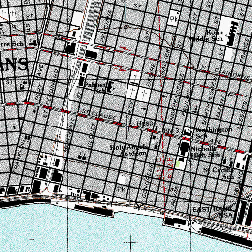Topographic Map of Good News Baptist Church, LA