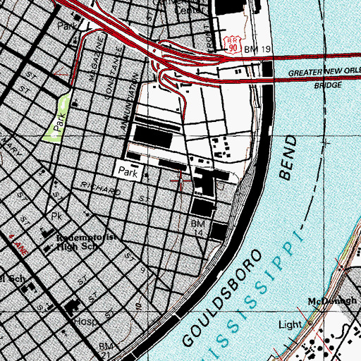 Topographic Map of Good Shepherd Baptist Church, LA