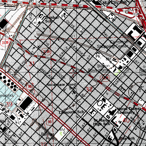 Topographic Map of Greater Bibleway Baptist Church, LA