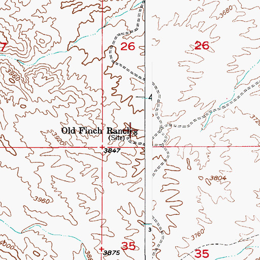 Topographic Map of Old Finch Ranch, AZ