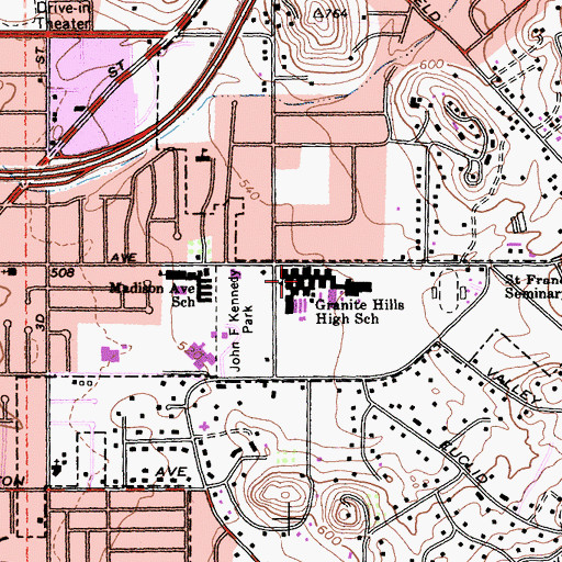Topographic Map of Granite Hills High School, CA