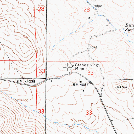 Topographic Map of Granite King Mine, CA