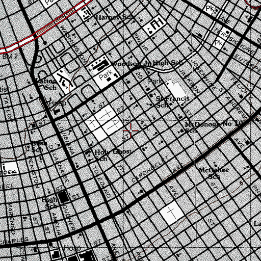 Topographic Map of Guiding Light Missionary Baptist Church, LA