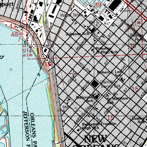 Topographic Map of Haven Methodist Church, LA