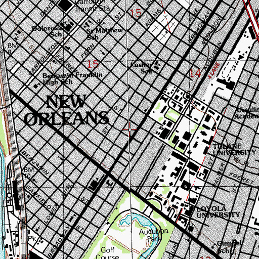 Topographic Map of Hillel Foundation of New Orleans, LA
