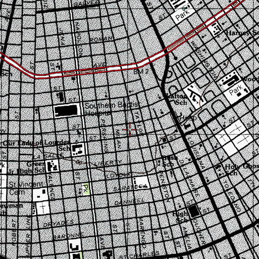 Topographic Map of Historic Second Baptist Church, LA