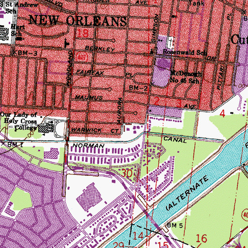 Topographic Map of Holy Spirit Church, LA