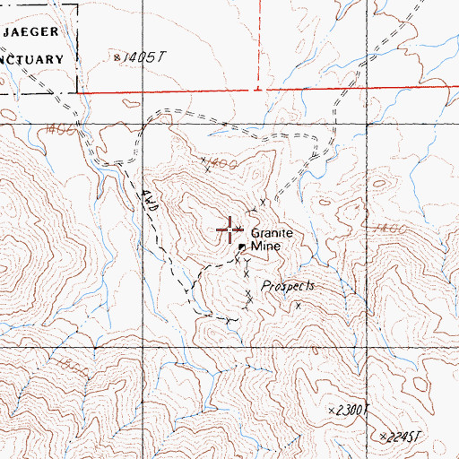 Topographic Map of Granite Mine, CA