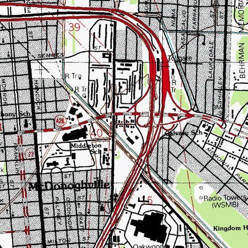 Topographic Map of Holy Trinity Christian Baptist Church, LA