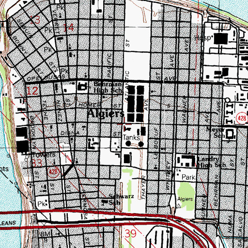 Topographic Map of House of Ruth, LA