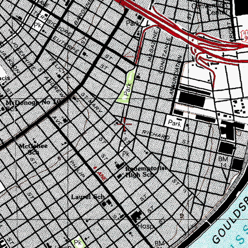 Topographic Map of Iglesia Bautista Hispano-Americana, LA