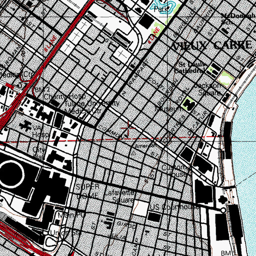 Topographic Map of Immaculate Conception Church, LA