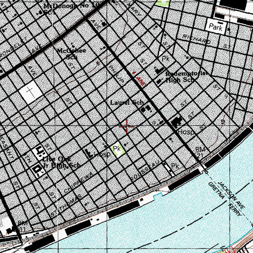 Topographic Map of Irish Channel Christian Fellowship Church, LA