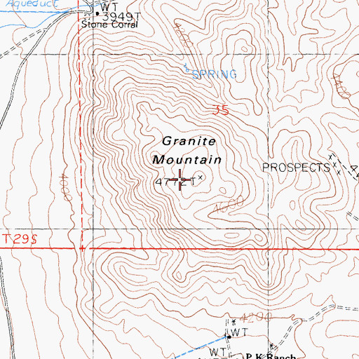 Topographic Map of Granite Mountain, CA