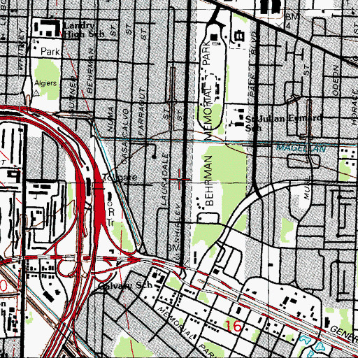 Topographic Map of Jesus Glorious Saints Overcomer Baptist Church, LA