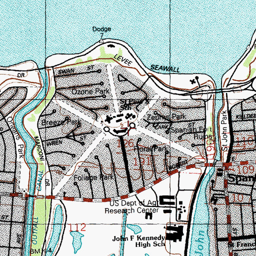 Topographic Map of Lake Vista United Methodist Church, LA