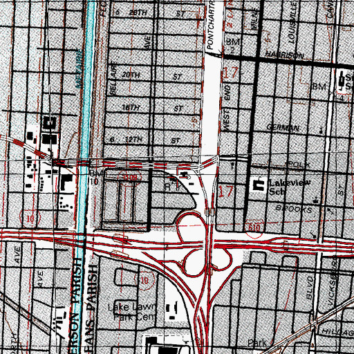 Topographic Map of Lakeview Christian Center, LA