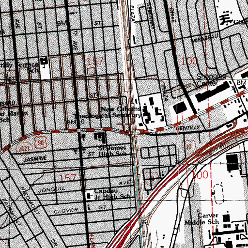 Topographic Map of Living Faith Christian Fellowship Church, LA