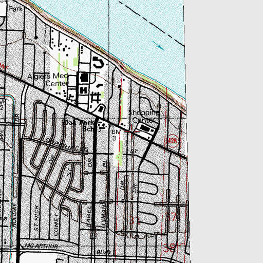 Topographic Map of Love Outreach Christian Center, LA
