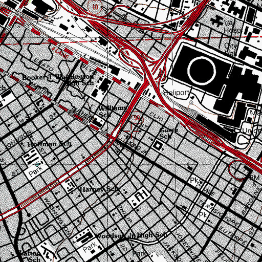 Topographic Map of Loving Four Baptist Church, LA
