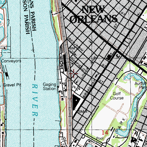 Topographic Map of Mount Moriah Missionary Baptist Church, LA