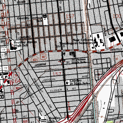 Topographic Map of Mount Tabor Baptist Church, LA