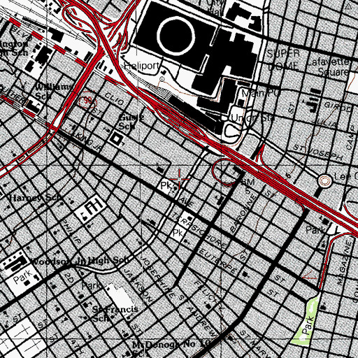 Topographic Map of Mount Zion Lutheran Church, LA