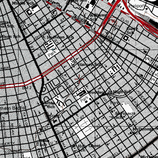Topographic Map of New Bethlehem Baptist Church, LA