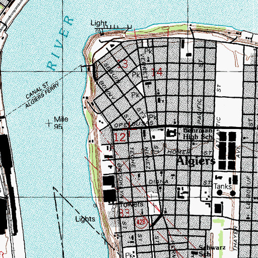Topographic Map of New Home Missionary Baptist Church, LA
