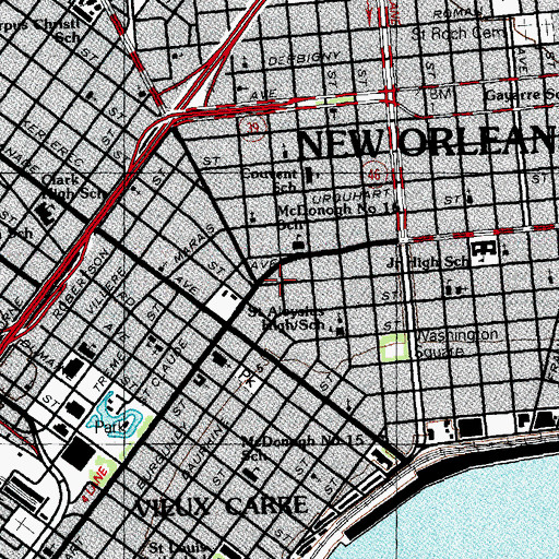 Topographic Map of New Orleans Triumph Baptist Church, LA