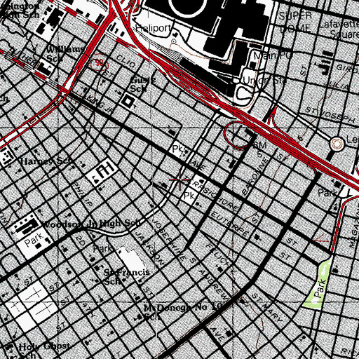 Topographic Map of New Saint Mark Baptist Church, LA