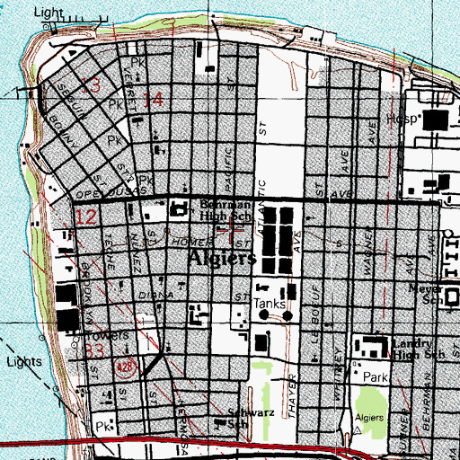 Topographic Map of Old Fashion Missionary Baptist Church, LA