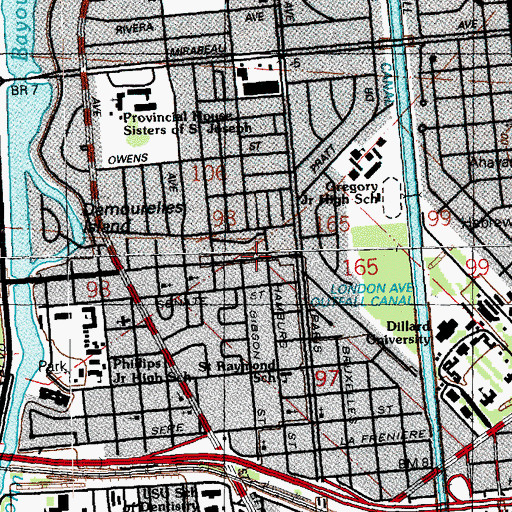 Topographic Map of Pentecost Baptist Church, LA