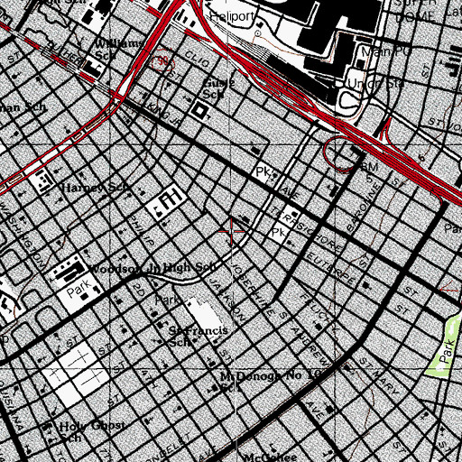 Topographic Map of Peoples United Methodist Church, LA