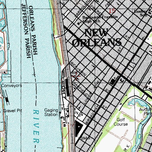 Topographic Map of Plymouth Rock Baptist Church, LA