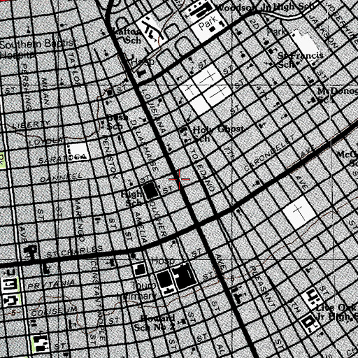 Topographic Map of Girls and Boys Town of Louisiana Avenue, LA