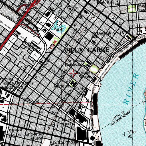 Topographic Map of Historic New Orleans Library, LA