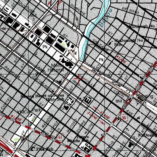 Topographic Map of House on Bienville, LA