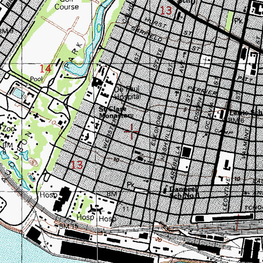 Topographic Map of House on Magazine, LA