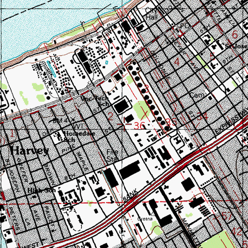 Topographic Map of Jefferson Central Office, LA