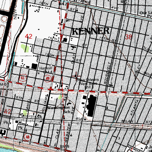 Topographic Map of Kenner Adult Day Health Center, LA
