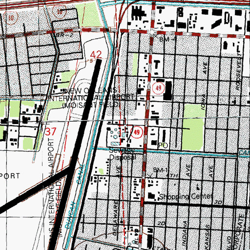 Topographic Map of Kenner Public Works Department, LA