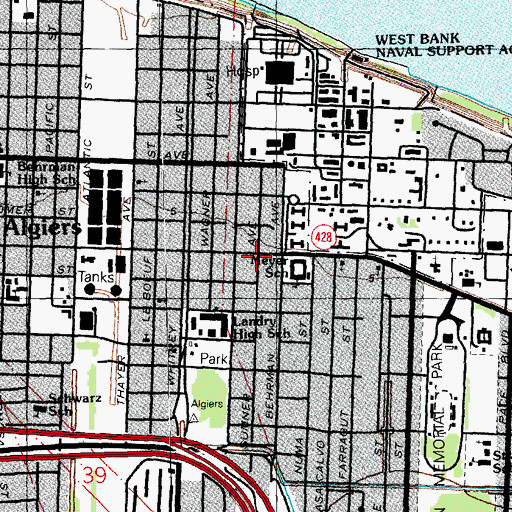 Topographic Map of Kiddy College Learning Center, LA