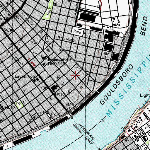 Topographic Map of Kingsley House Playschool Day Care Center, LA