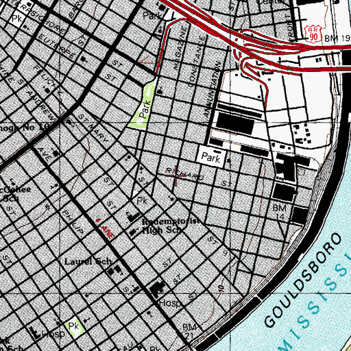 Topographic Map of Kingsley House School Age Day Care Center, LA